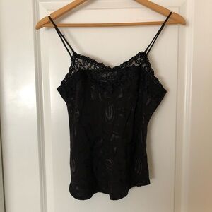 Vintage Marnie West Black Lace Embellished Camisole Tank Top Size Large